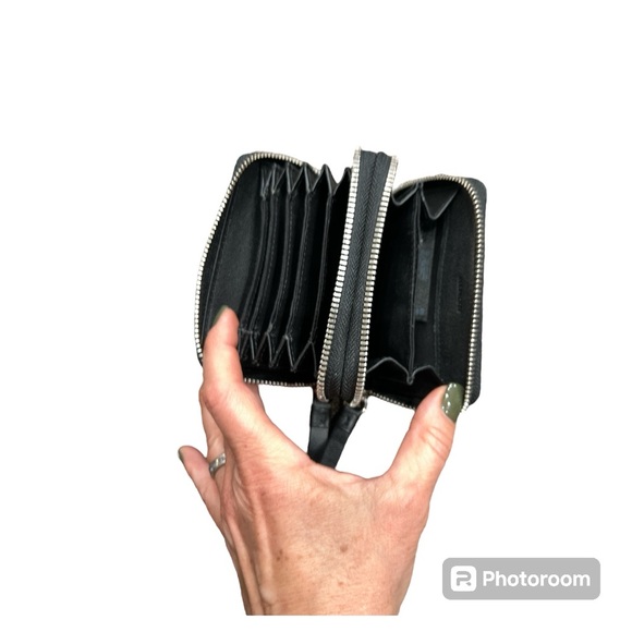 All Saints Fetch zip around accordion card case holder organizer black croc NEW - Picture 5 of 7